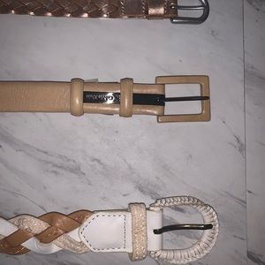 Three Summer belts - white, rose metal, cream.
